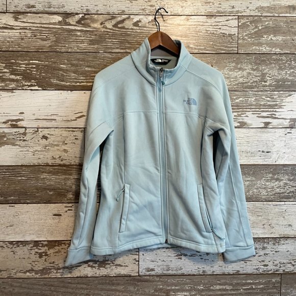 The North Face Tops - The North Face Baby Blue Fleece Soft Shell Zip up Sweatshirt